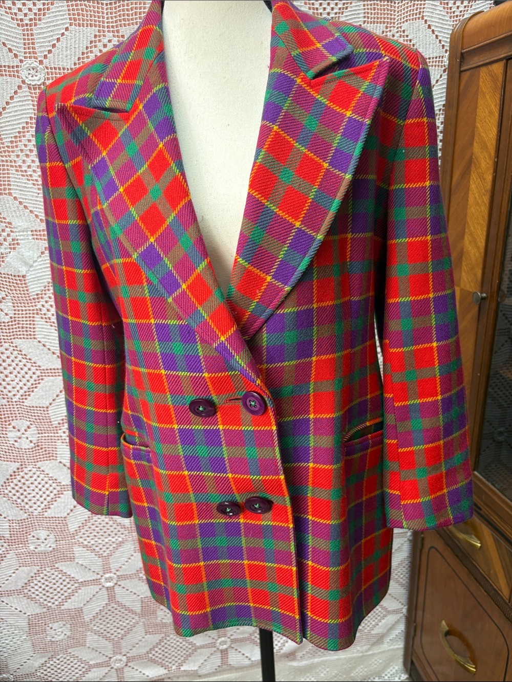 Vintage Raffinalla Wool Plaid Blazer - Picture 9 of 12